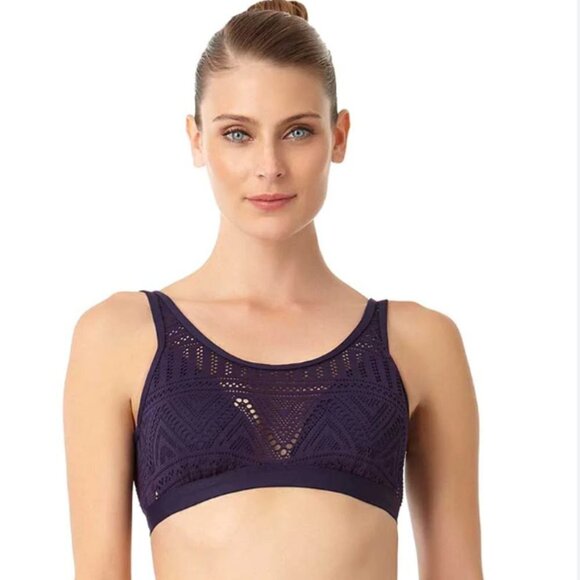 Anne Cole Crochet Bralette Bikini Top All Day Navy Size Small NWT - Picture 1 of 5